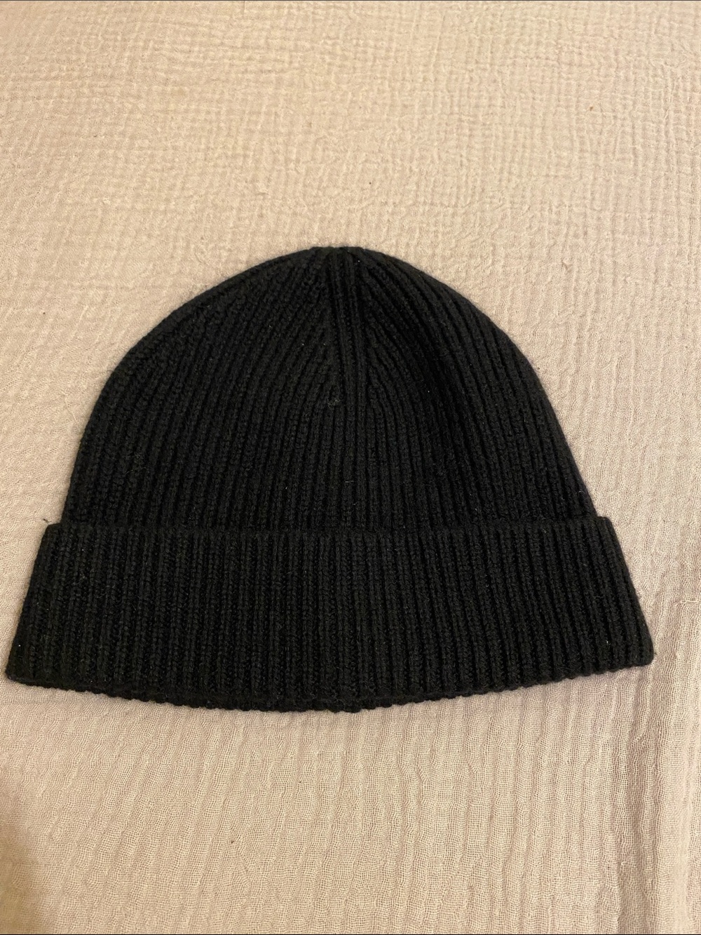 J. Crew Cashmere Classic Black Ribbed Knit Beanie - Men